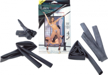 Has 4 pieces of latex tie. Use singularly to tie both arms & legs or combine them as one to make an extra long body strap.  Comfortable and stretchy .