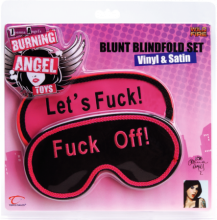 Two piece vinyl and satin mask set
• Masks announce: "Let's Fuck!" and "Fuck Off!"
• Sassy vinyl exterior, soft satin against eyes
• Dual elastic straps
• 7" x 3.5" x .25" (17.5 cm x 8.5 cm x .5 cm)